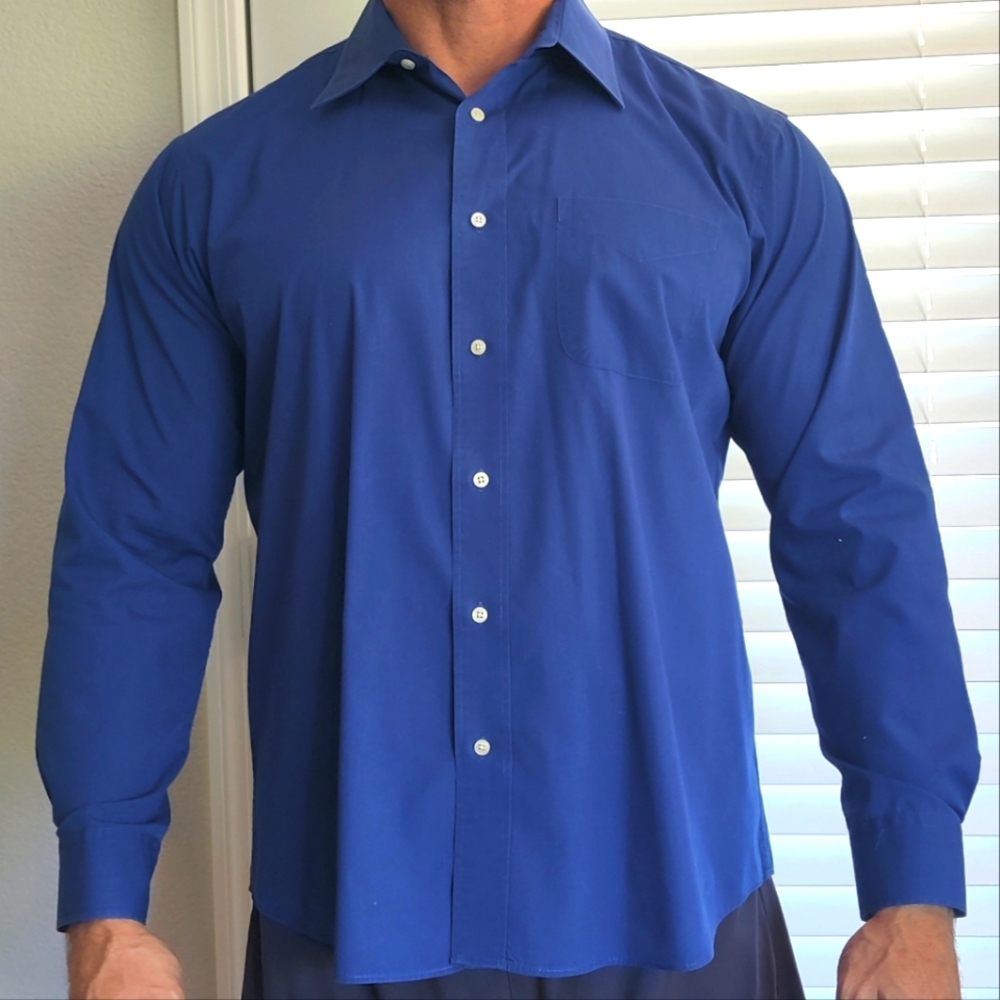 Blue 17-17 1/2 Long Sleeve Haggar Dress Shirt